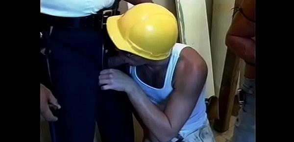  Horny construction worker with nice ass bends over and gets banged doggystyle